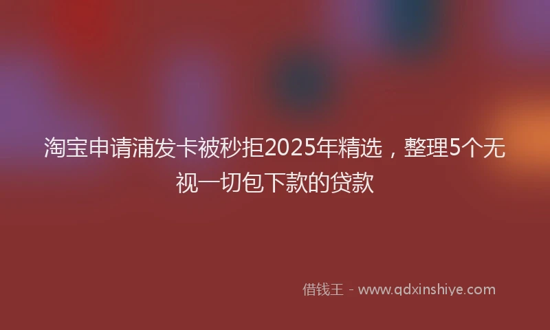 淘宝申请浦发卡被秒拒2025年精选，整理5个无视一切包下款的贷款