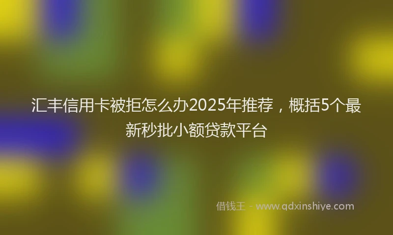 汇丰信用卡被拒怎么办2025年推荐，概括5个最新秒批小额贷款平台