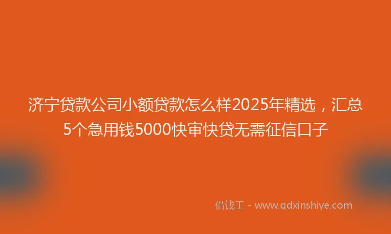 济宁贷款公司小额贷款怎么样2025年精选，汇总5个急用钱5000快审快贷无需征信口子