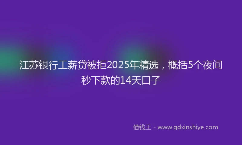 江苏银行工薪贷被拒2025年精选，概括5个夜间秒下款的14天口子