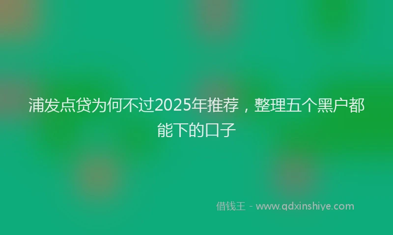 浦发点贷为何不过2025年推荐，整理五个黑户都能下的口子