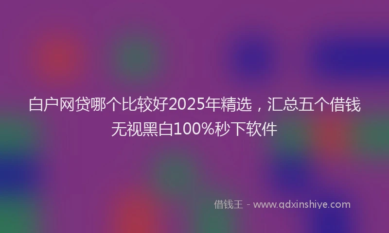 白户网贷哪个比较好2025年精选，汇总五个借钱无视黑白100%秒下软件