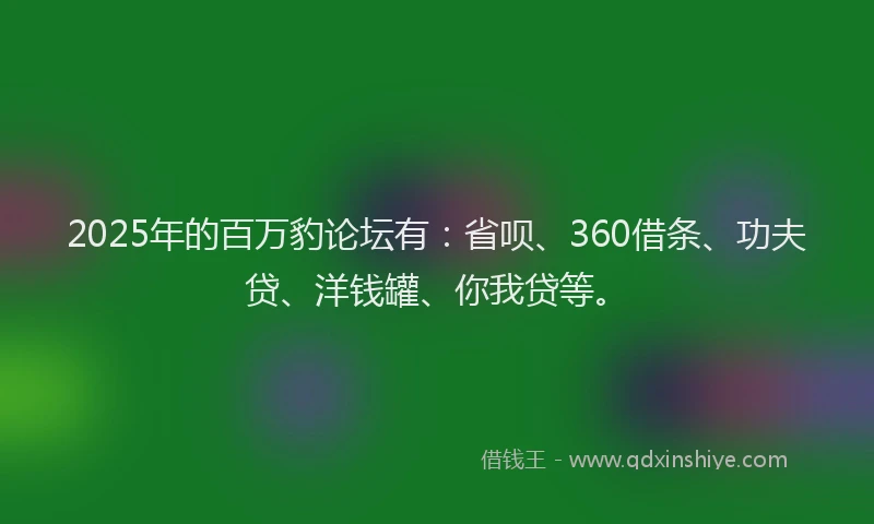 2025年的百万豹论坛有：省呗、360借条、功夫贷、洋钱罐、你我贷等。