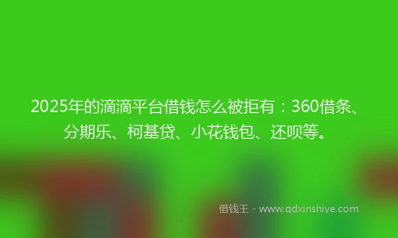 2025年的滴滴平台借钱怎么被拒有：360借条、分期乐、柯基贷、小花钱包、还呗等。