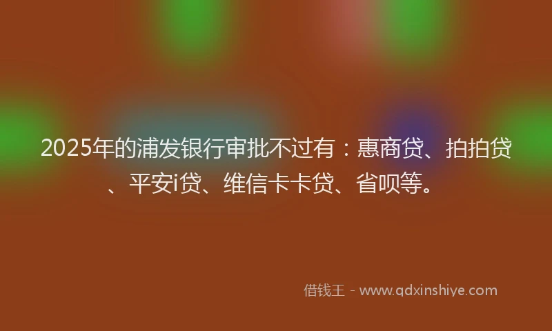 2025年的浦发银行审批不过有：惠商贷、拍拍贷、平安i贷、维信卡卡贷、省呗等。
