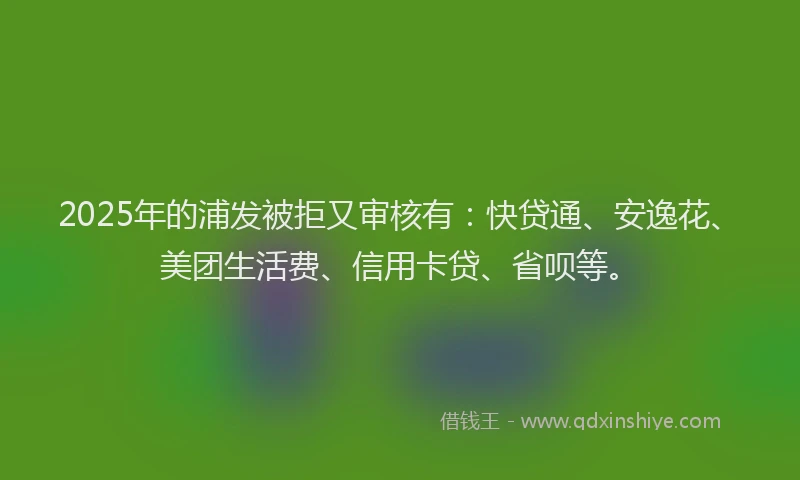2025年的浦发被拒又审核有：快贷通、安逸花、美团生活费、信用卡贷、省呗等。