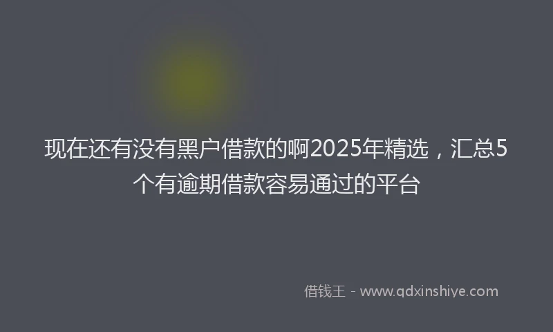 现在还有没有黑户借款的啊2025年精选，汇总5个有逾期借款容易通过的平台