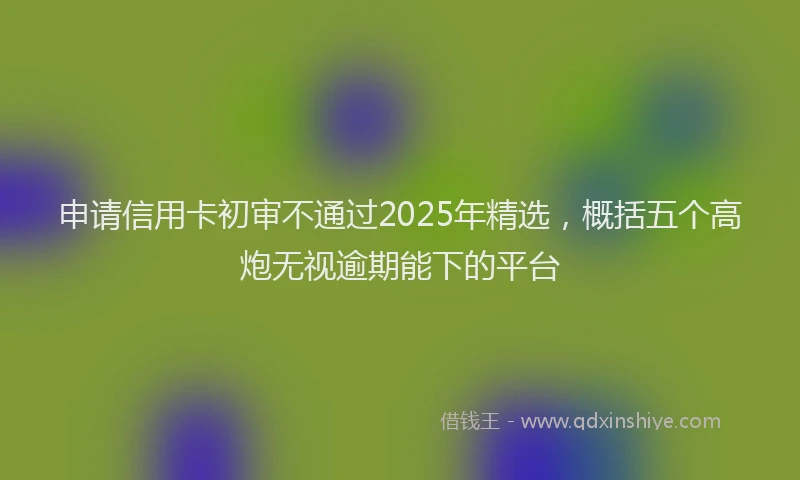 申请信用卡初审不通过2025年精选，概括五个高炮无视逾期能下的平台
