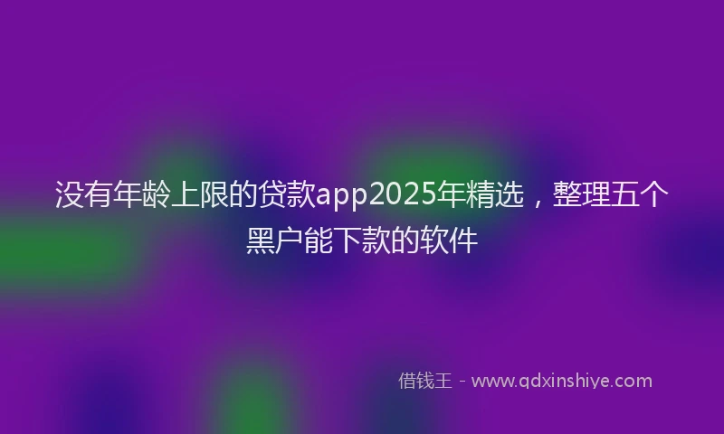 没有年龄上限的贷款app2025年精选，整理五个黑户能下款的软件