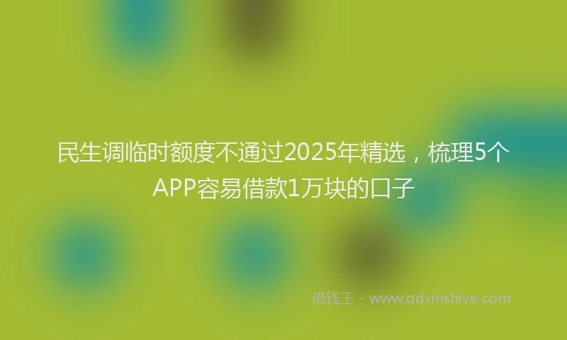 民生调临时额度不通过2025年精选，梳理5个APP容易借款1万块的口子