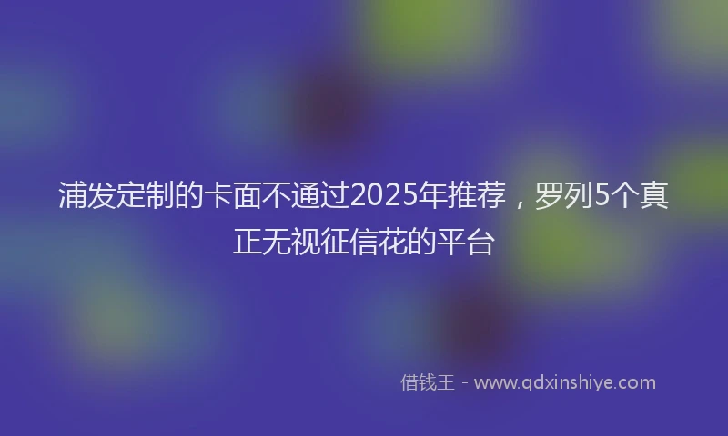 浦发定制的卡面不通过2025年推荐，罗列5个真正无视征信花的平台