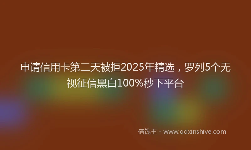 申请信用卡第二天被拒2025年精选，罗列5个无视征信黑白100%秒下平台
