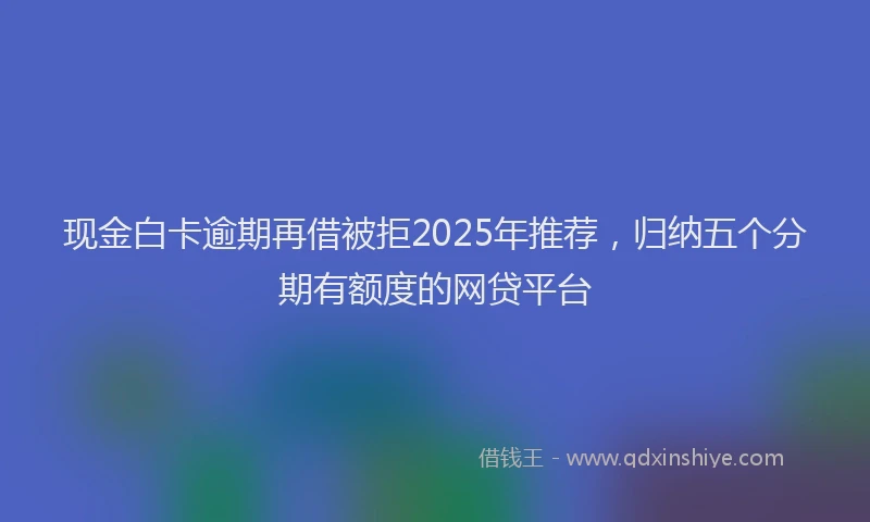 现金白卡逾期再借被拒2025年推荐，归纳五个分期有额度的网贷平台