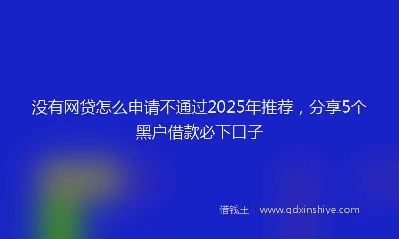 没有网贷怎么申请不通过2025年推荐，分享5个黑户借款必下口子