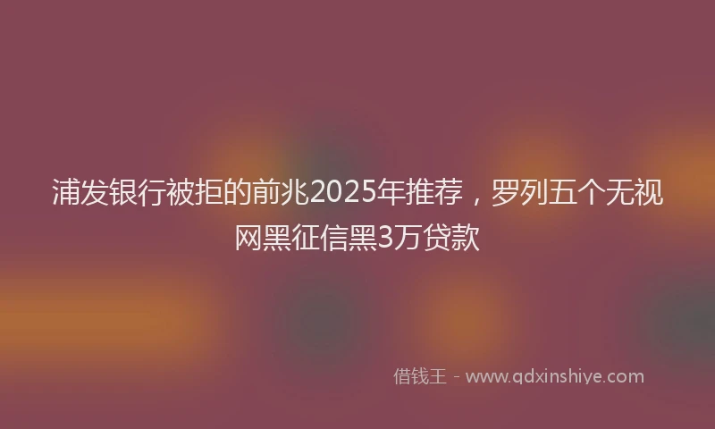 浦发银行被拒的前兆2025年推荐，罗列五个无视网黑征信黑3万贷款