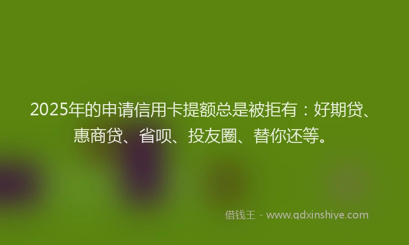 2025年的申请信用卡提额总是被拒有：好期贷、惠商贷、省呗、投友圈、替你还等。