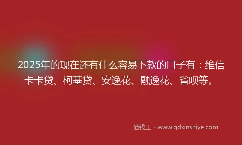2025年的现在还有什么容易下款的口子有：维信卡卡贷、柯基贷、安逸花、融逸花、省呗等。