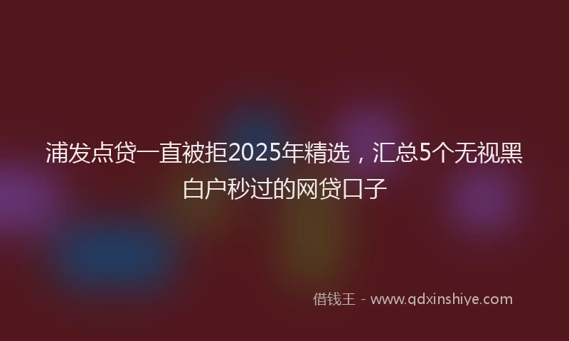 浦发点贷一直被拒2025年精选，汇总5个无视黑白户秒过的网贷口子
