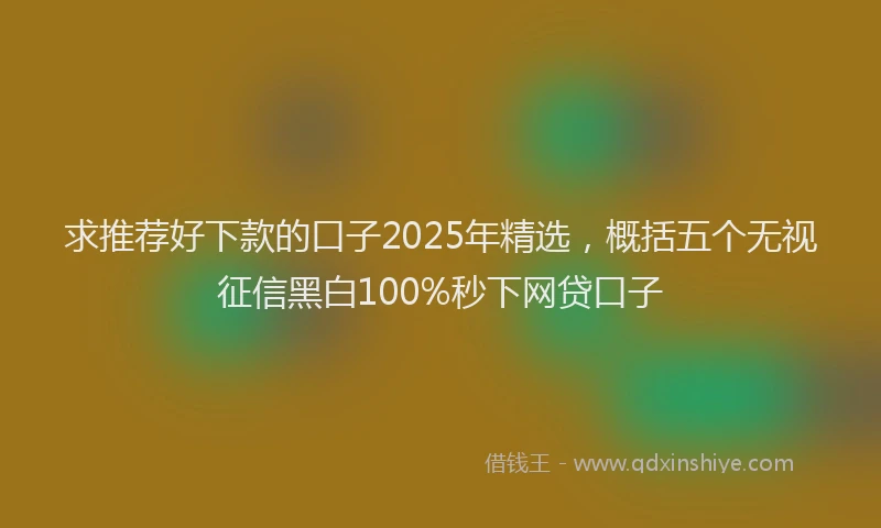 求推荐好下款的口子2025年精选，概括五个无视征信黑白100%秒下网贷口子