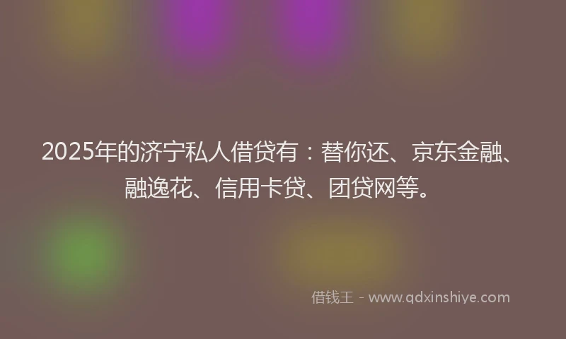 2025年的济宁私人借贷有：替你还、京东金融、融逸花、信用卡贷、团贷网等。