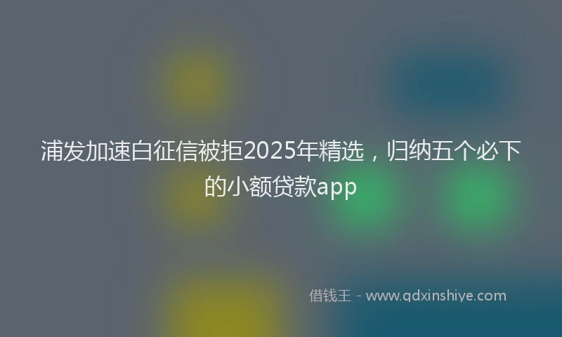 浦发加速白征信被拒2025年精选，归纳五个必下的小额贷款app