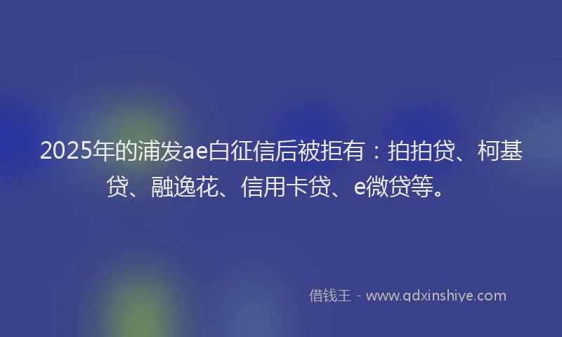 2025年的浦发ae白征信后被拒有：拍拍贷、柯基贷、融逸花、信用卡贷、e微贷等。