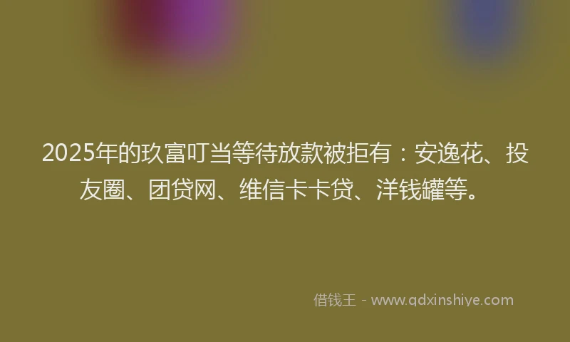 2025年的玖富叮当等待放款被拒有：安逸花、投友圈、团贷网、维信卡卡贷、洋钱罐等。