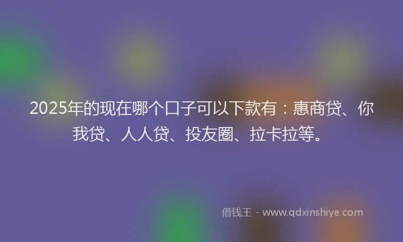 2025年的现在哪个口子可以下款有：惠商贷、你我贷、人人贷、投友圈、拉卡拉等。