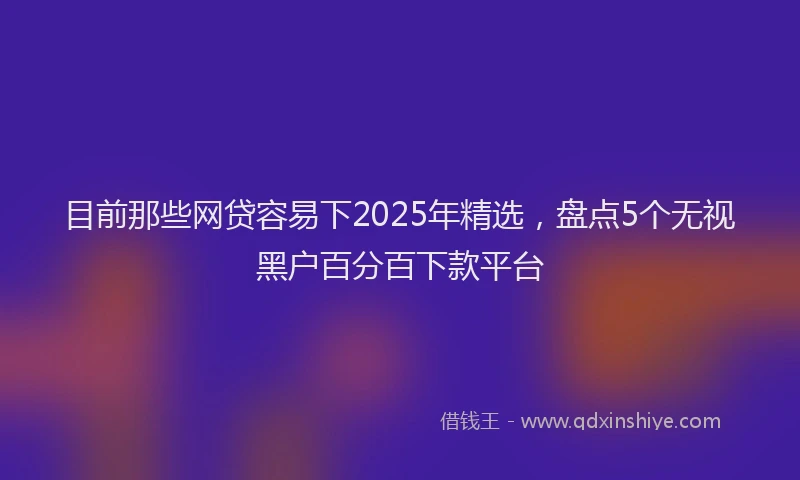目前那些网贷容易下2025年精选，盘点5个无视黑户百分百下款平台