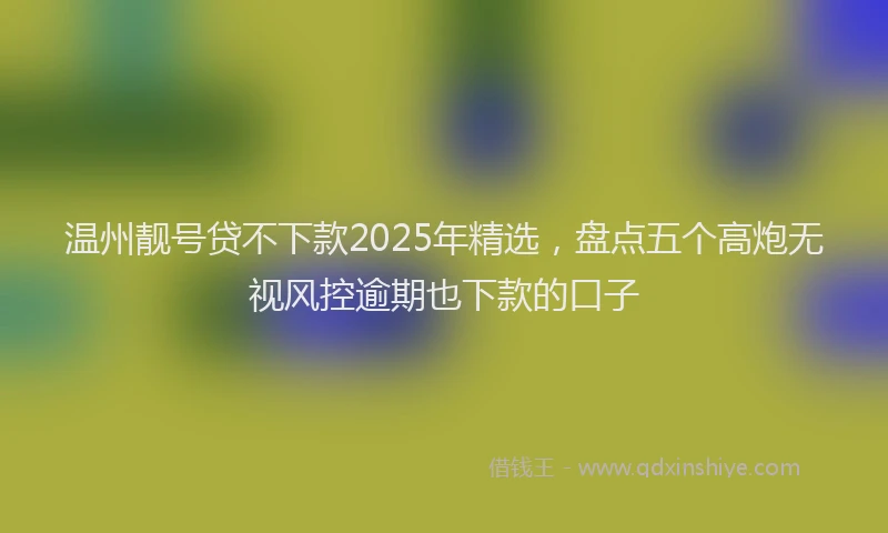 温州靓号贷不下款2025年精选，盘点五个高炮无视风控逾期也下款的口子