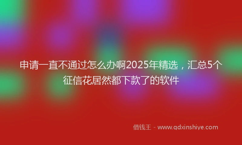 申请一直不通过怎么办啊2025年精选，汇总5个征信花居然都下款了的软件