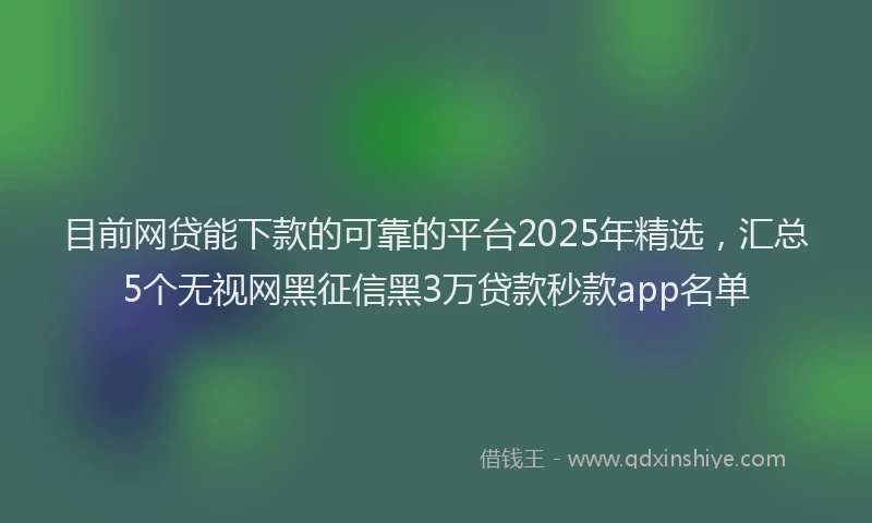 目前网贷能下款的可靠的平台2025年精选，汇总5个无视网黑征信黑3万贷款秒款app名单