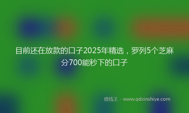 目前还在放款的口子2025年精选，罗列5个芝麻分700能秒下的口子