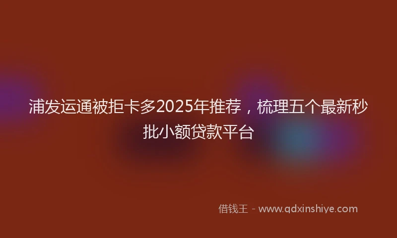 浦发运通被拒卡多2025年推荐，梳理五个最新秒批小额贷款平台