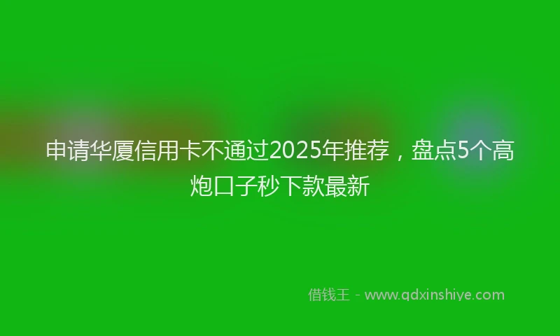 申请华厦信用卡不通过2025年推荐，盘点5个高炮口子秒下款最新