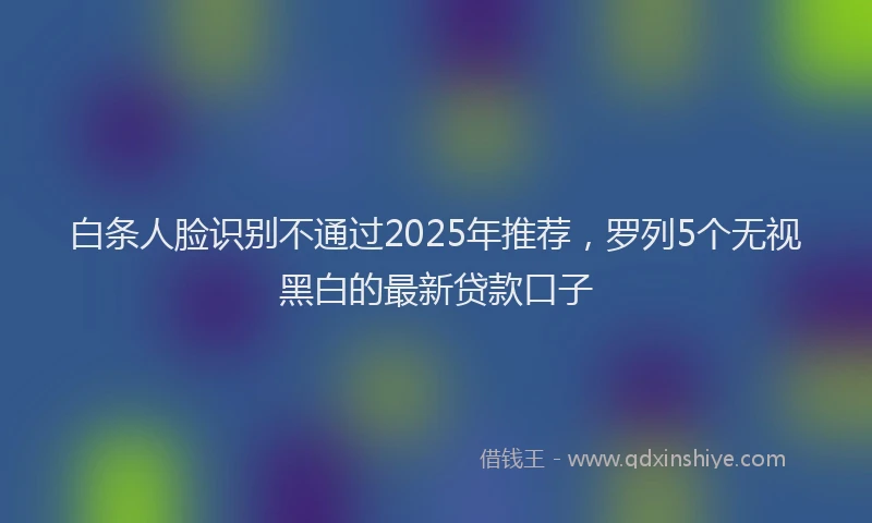 白条人脸识别不通过2025年推荐，罗列5个无视黑白的最新贷款口子