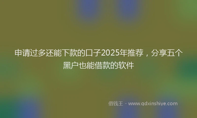 申请过多还能下款的口子2025年推荐，分享五个黑户也能借款的软件