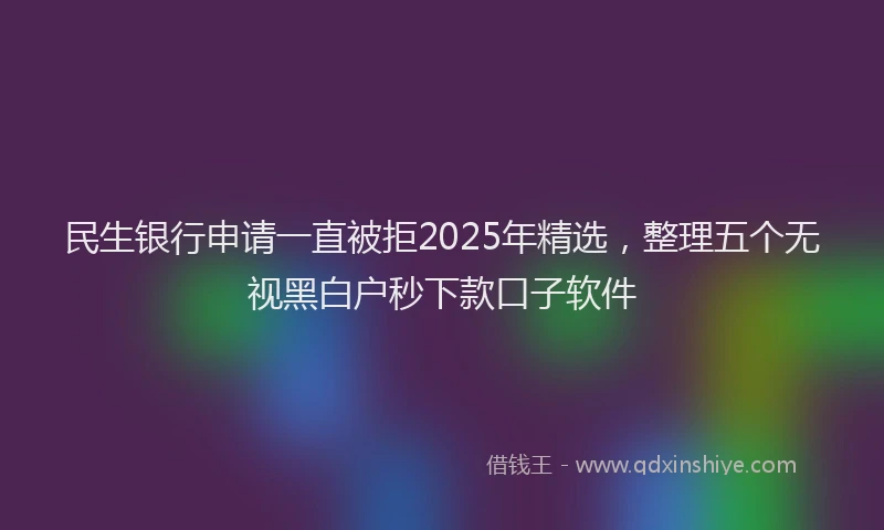 民生银行申请一直被拒2025年精选，整理五个无视黑白户秒下款口子软件