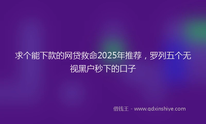 求个能下款的网贷救命2025年推荐，罗列五个无视黑户秒下的口子
