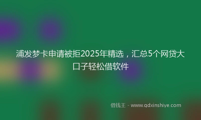 浦发梦卡申请被拒2025年精选，汇总5个网贷大口子轻松借软件