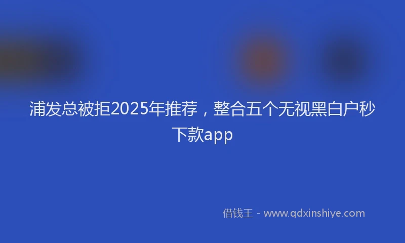 浦发总被拒2025年推荐，整合五个无视黑白户秒下款app
