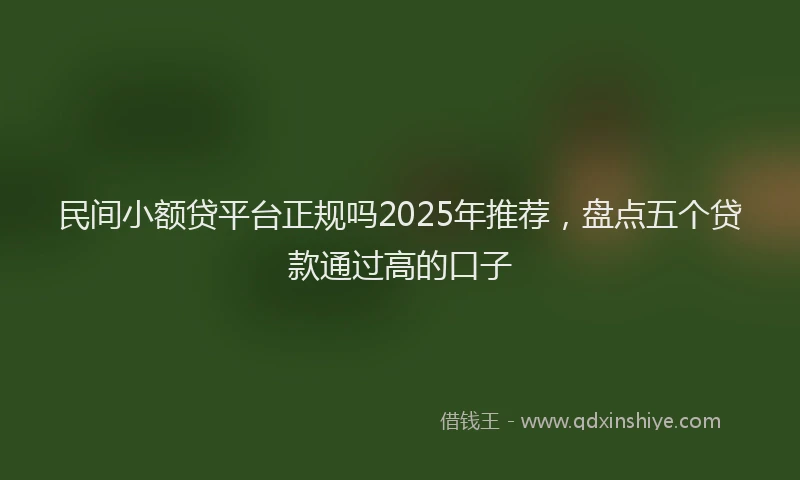 民间小额贷平台正规吗2025年推荐，盘点五个贷款通过高的口子