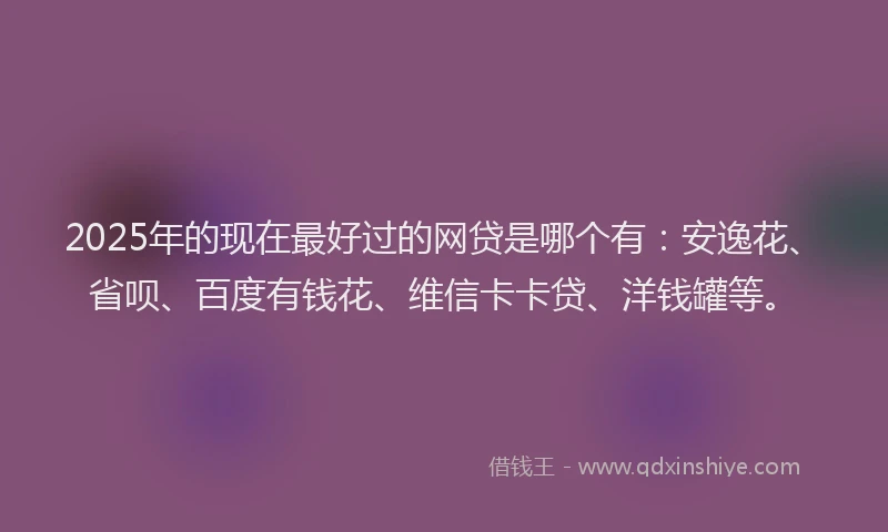 2025年的现在最好过的网贷是哪个有：安逸花、省呗、百度有钱花、维信卡卡贷、洋钱罐等。