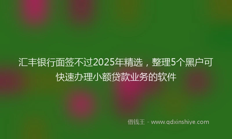 汇丰银行面签不过2025年精选，整理5个黑户可快速办理小额贷款业务的软件
