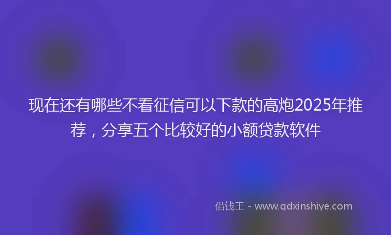 现在还有哪些不看征信可以下款的高炮2025年推荐，分享五个比较好的小额贷款软件