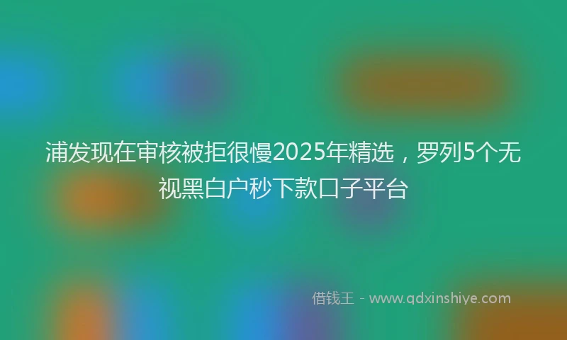 浦发现在审核被拒很慢2025年精选，罗列5个无视黑白户秒下款口子平台
