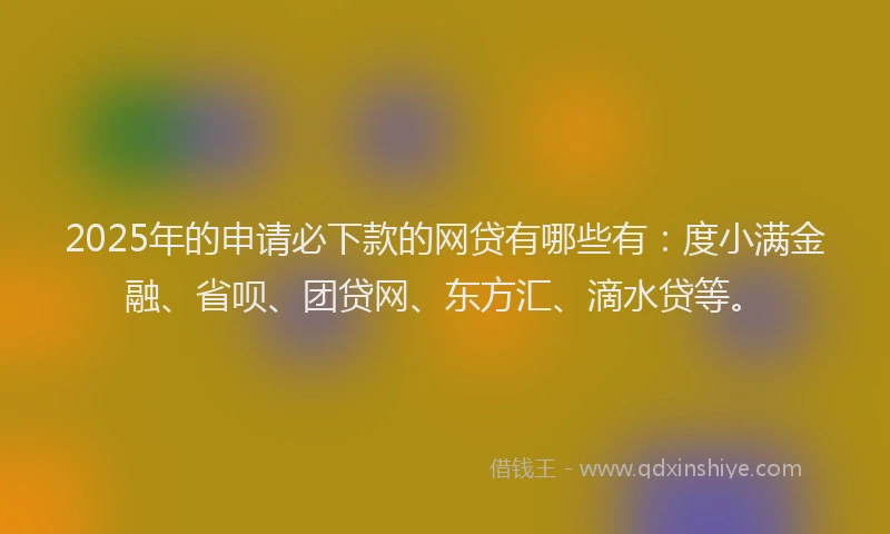2025年的申请必下款的网贷有哪些有：度小满金融、省呗、团贷网、东方汇、滴水贷等。