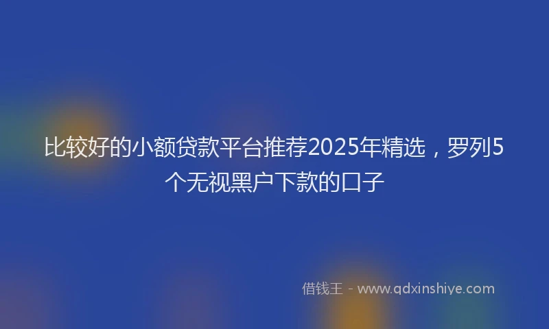 比较好的小额贷款平台推荐2025年精选，罗列5个无视黑户下款的口子