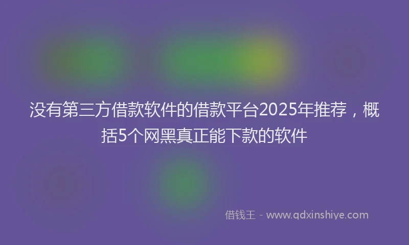 没有第三方借款软件的借款平台2025年推荐，概括5个网黑真正能下款的软件