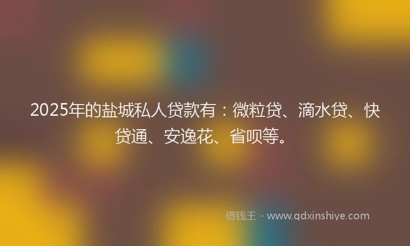 2025年的盐城私人贷款有：微粒贷、滴水贷、快贷通、安逸花、省呗等。
